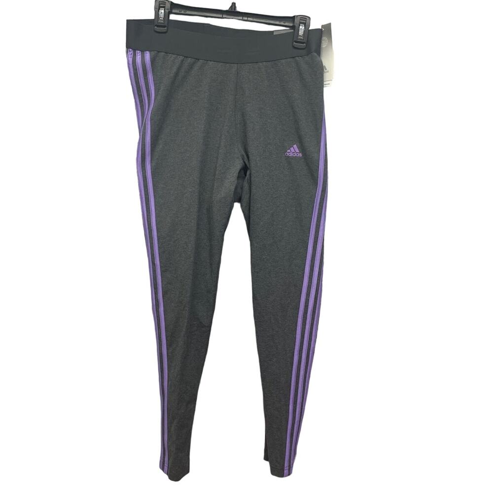 New Adidas Womens XS Cotton Spandex Blend Mid Rise Tight Fit Athletic Leggings